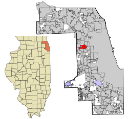 Cook County Illinois incorporated and unincorporated areas Melrose Park highlighted